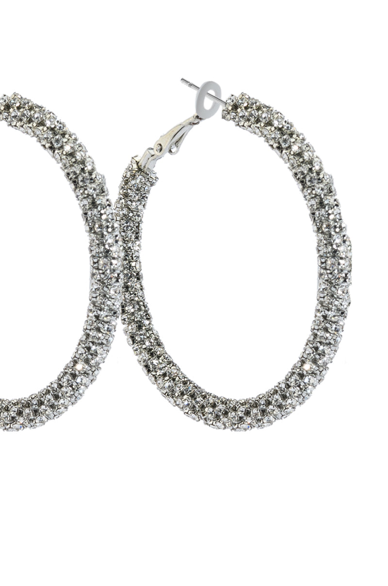 50MM BLING HOOP IN SILVER