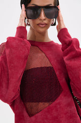 OPEN FOR BUSINESS SWEATSHIRT IN BURGUNDY