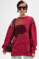 OPEN FOR BUSINESS SWEATSHIRT IN BURGUNDY