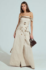 STRAPLESS TRENCH MAXI DRESS