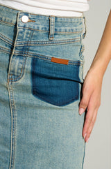 TOO GOOD FOR YOU DENIM MIDI SKIRT