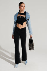 CINCHED UP DENIM PANT IN BLACK