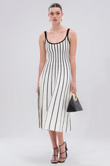LETS GET IT GOING KNIT STRIPE MIDI DRESS