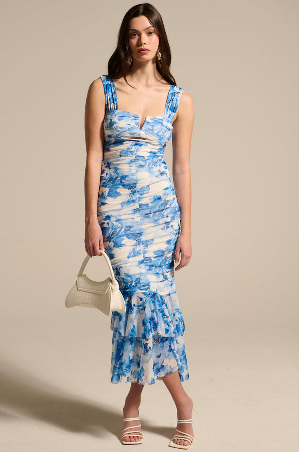 IN HIS EYES BLUE FLORAL MAXI DRESS