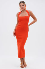 WISH YOU WELL MIDI DRESS IN ORANGE