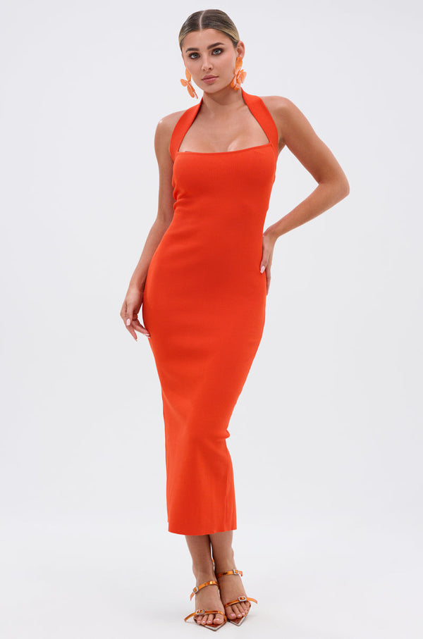 WISH YOU WELL MIDI DRESS IN ORANGE