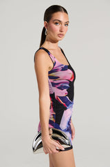 NOT YOUR TOY FLORAL MESH MINI DRESS
