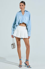 AMELIA DENIM HI LOW BLOUSE