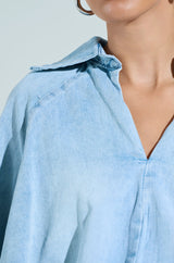 AMELIA DENIM HI LOW BLOUSE