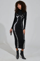 UNSEEN BITS ABSTRACT KNIT MIDI DRESS