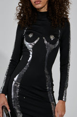UNSEEN BITS ABSTRACT KNIT MIDI DRESS