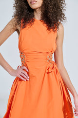ALINA LACE UP DETAIL MAXI DRESS IN ORANGE