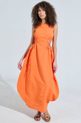 ALINA LACE UP DETAIL MAXI DRESS IN ORANGE