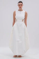 ALINA LACE UP DETAIL MAXI DRESS IN WHITE