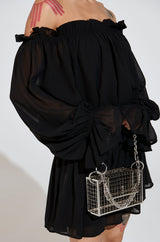 CHLOE MESH OFF THE SHOULDER MINI DRESS