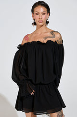 CHLOE MESH OFF THE SHOULDER MINI DRESS