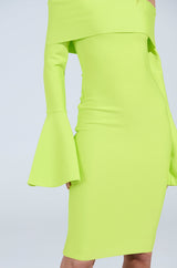 WORK OF ART BANDAGE MIDI DRESS IN LIME