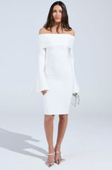 WORK OF ART BANDAGE MIDI DRES IN WHITE