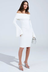 WORK OF ART BANDAGE MIDI DRES IN WHITE