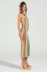 ON THE RUN PRINTED MIDI DRESS