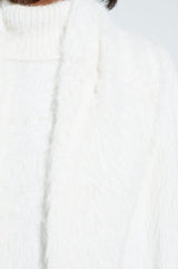 KYLIE FUZZY CARDIGAN IN WHITE