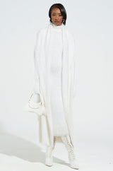 KYLIE FUZZY MIDI DRESS IN WHITE