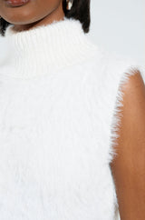KYLIE FUZZY MIDI DRESS IN WHITE
