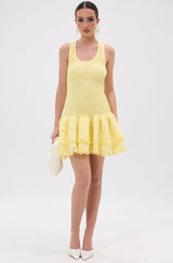 LET'S GO TO THE BEACH RUFFLE MINI DRESS IN YELLOW