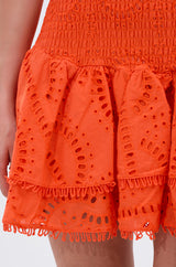 LET'S GO TO THE BEACH RUFFLE MINI DRESS IN ORANGE