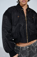 LUCKY ME ASYMMETRICAL BOMBER IN BLACK