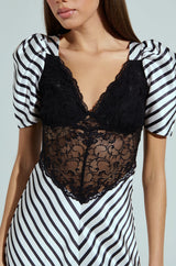 LYDIA LACE AND SATIN MAXI DRESS
