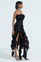 CITY LIGHTS RUFFLE MIDI DRESS