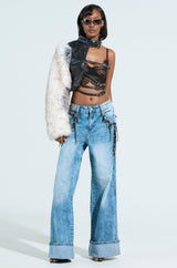 PRETTY RECKLESS FAUX LEATHER HALF THERE TOP