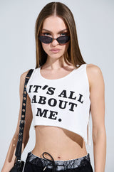 IT'S ALL ABOUT ME CROPPED RIBBED TANK TOP