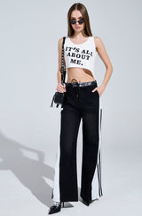 IT'S ALL ABOUT ME CROPPED RIBBED TANK TOP