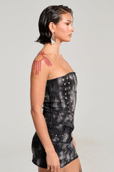 RUN THIS TOWN DENIM CORSET TOP