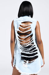 ABBIE DISTRESSED DENIM VEST
