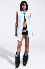 ABBIE DISTRESSED DENIM VEST