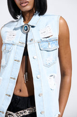 ABBIE DISTRESSED DENIM VEST