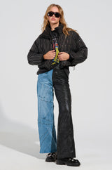 EXTREME STRETCH PATCHWORK WIDE LEG JEANS