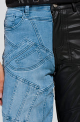 EXTREME STRETCH PATCHWORK WIDE LEG JEANS