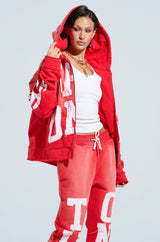ONLY ONE ZIP UP SWEATSHIRT IN RED