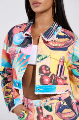 ELECTRIC PRINTED DENIM JACKET