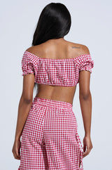 LET ME LIVE GINGHAM CROP TOP