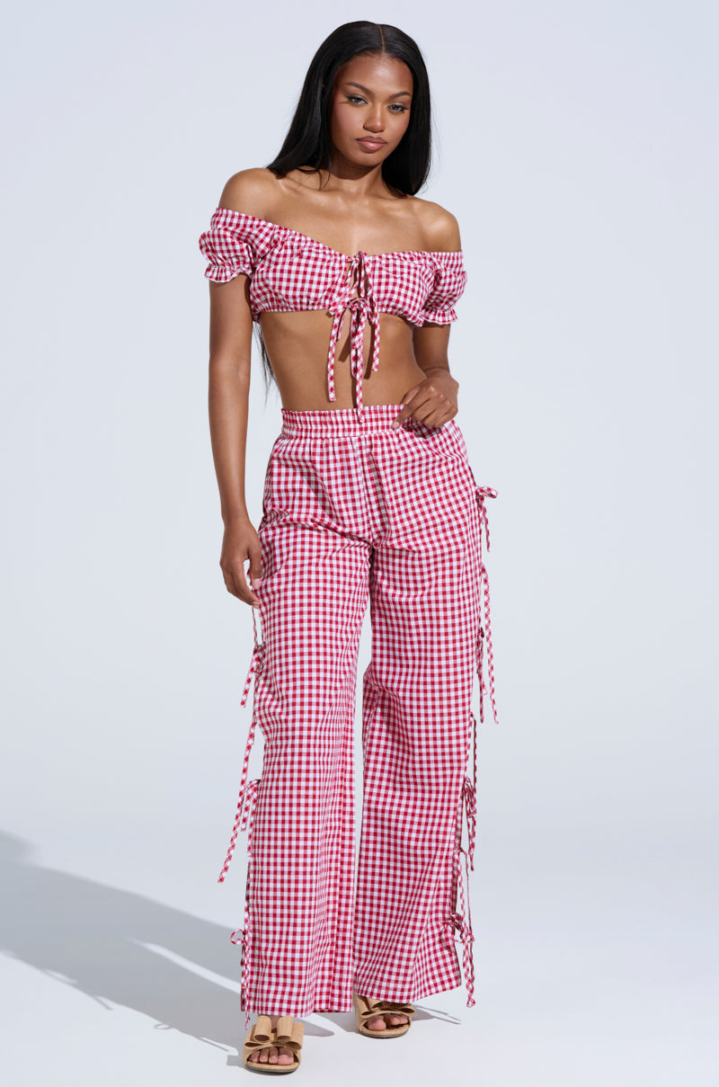 LET ME LIVE GINGHAM CROP TOP