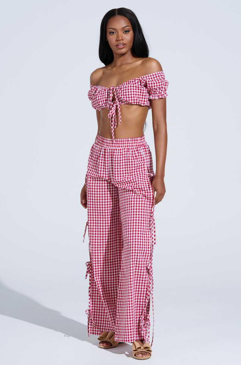 LET ME LIVE GINGHAM CROP TOP