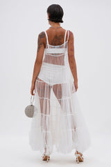 PERFECT FOR LAYERING TULLE MAXI DRESS IN WHITE