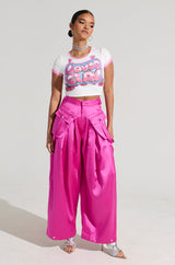 A MOMENT APART WIDE LEG TROUSER WITH POCKETS IN PINK