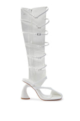 AZALEA WANG ANDRIUS WHITE CROC CHUNKY GLADIATOR SANDAL