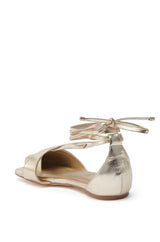 AKIRA AULORA GOLD FLAT SANDAL WITH PEEP TOE